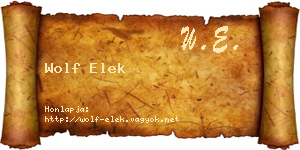 Wolf Elek névjegykártya